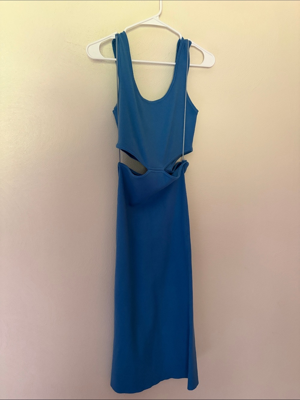 MARBLE Blue Backless Cutout Midi Dress